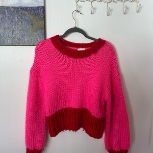 Entro Vibrant Pink and Red Knit Sweater